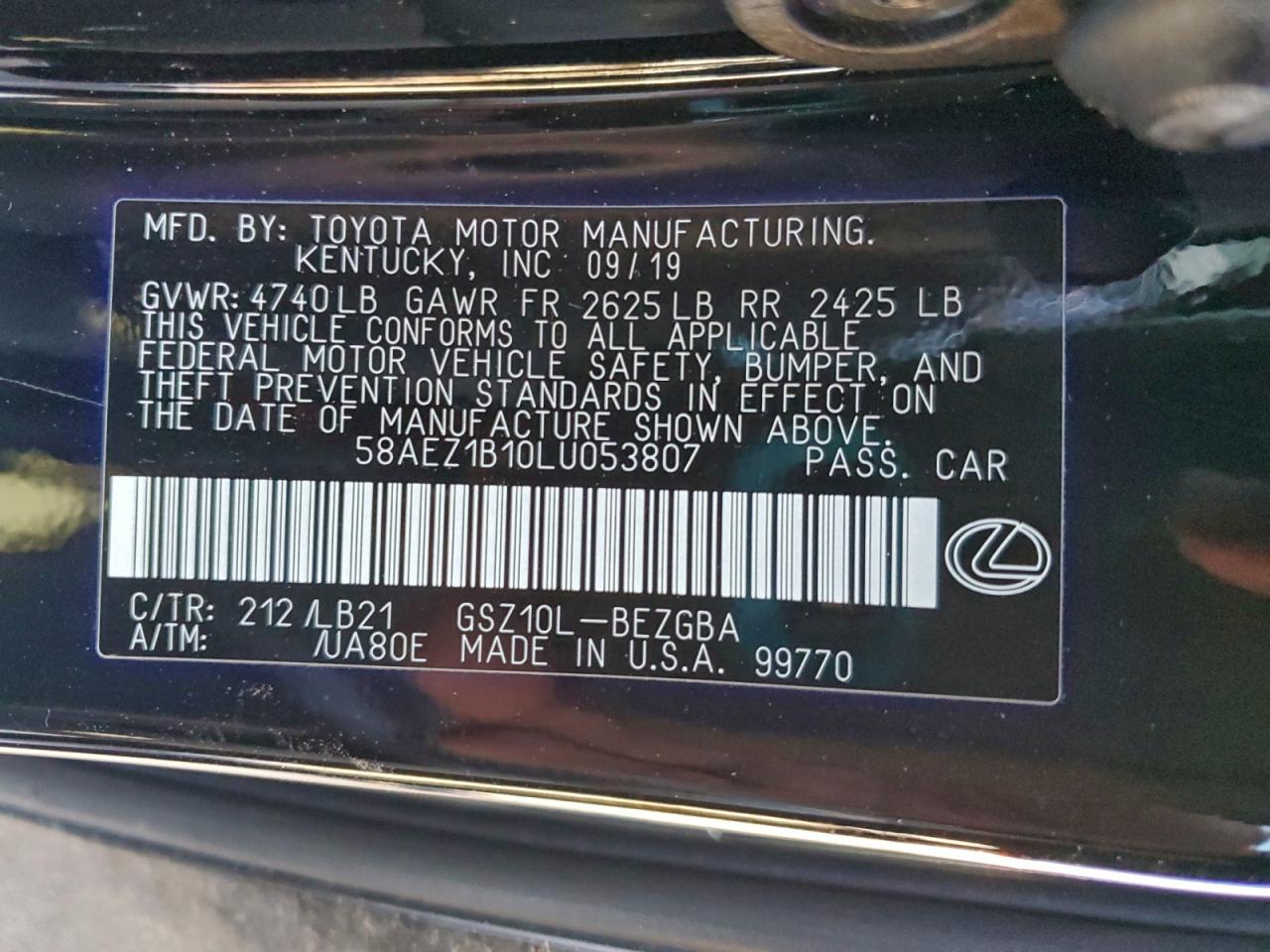 2020 LEXUS ES 350 LUXURY photo 23