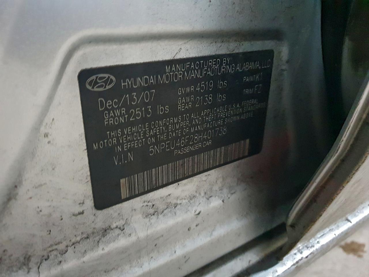 2008 HYUNDAI SONATA SE photo 12