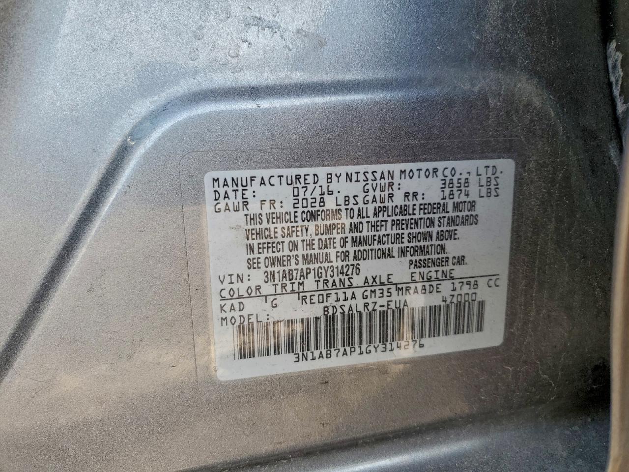 2016 NISSAN SENTRA S photo 23