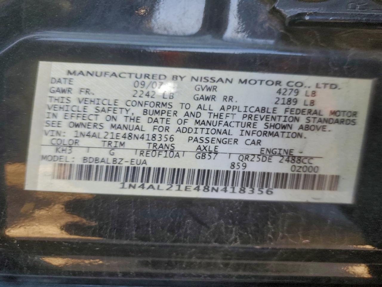 2008 NISSAN ALTIMA 2.5 photo 13