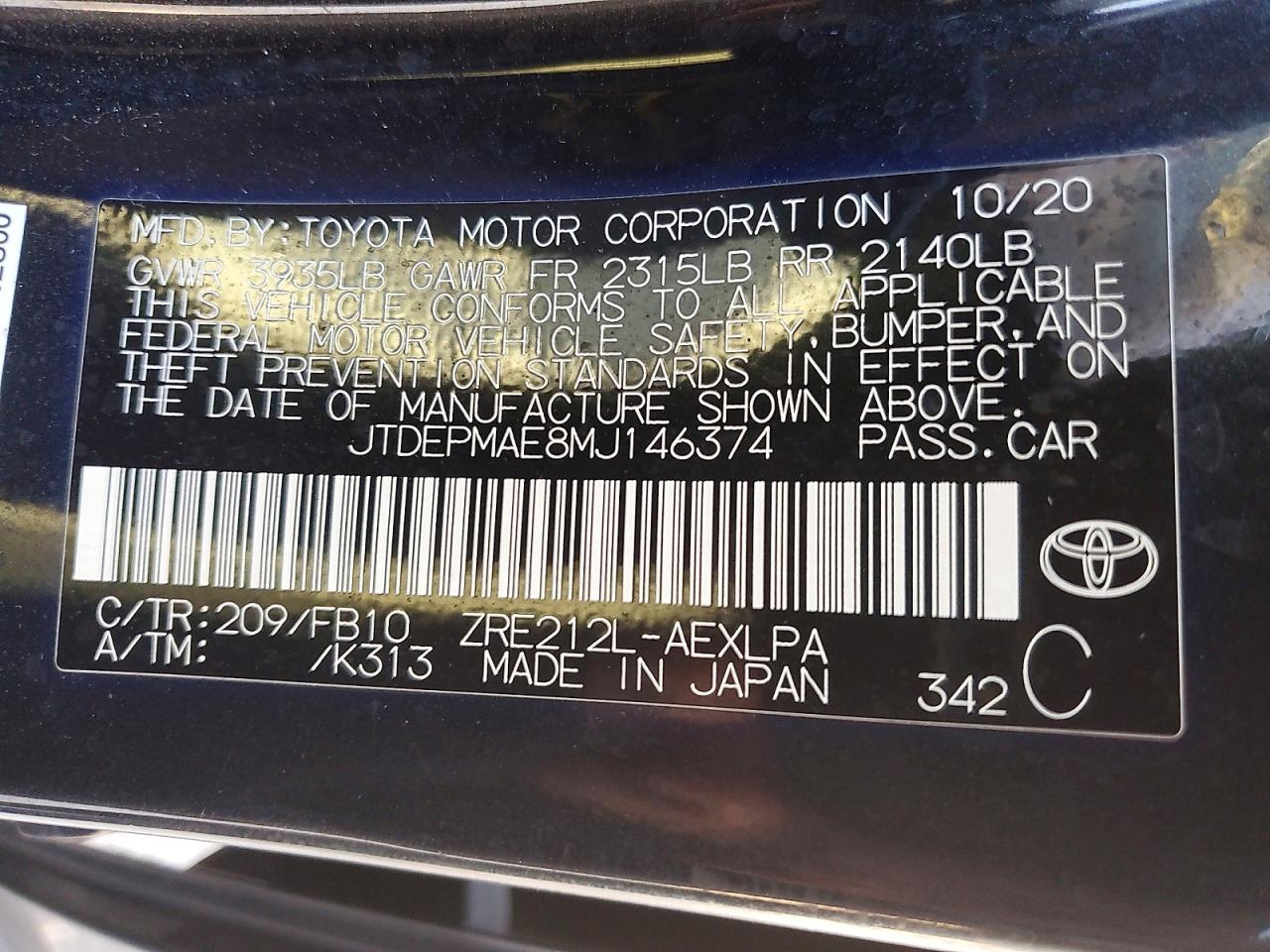 2021 TOYOTA COROLLA LE photo 13