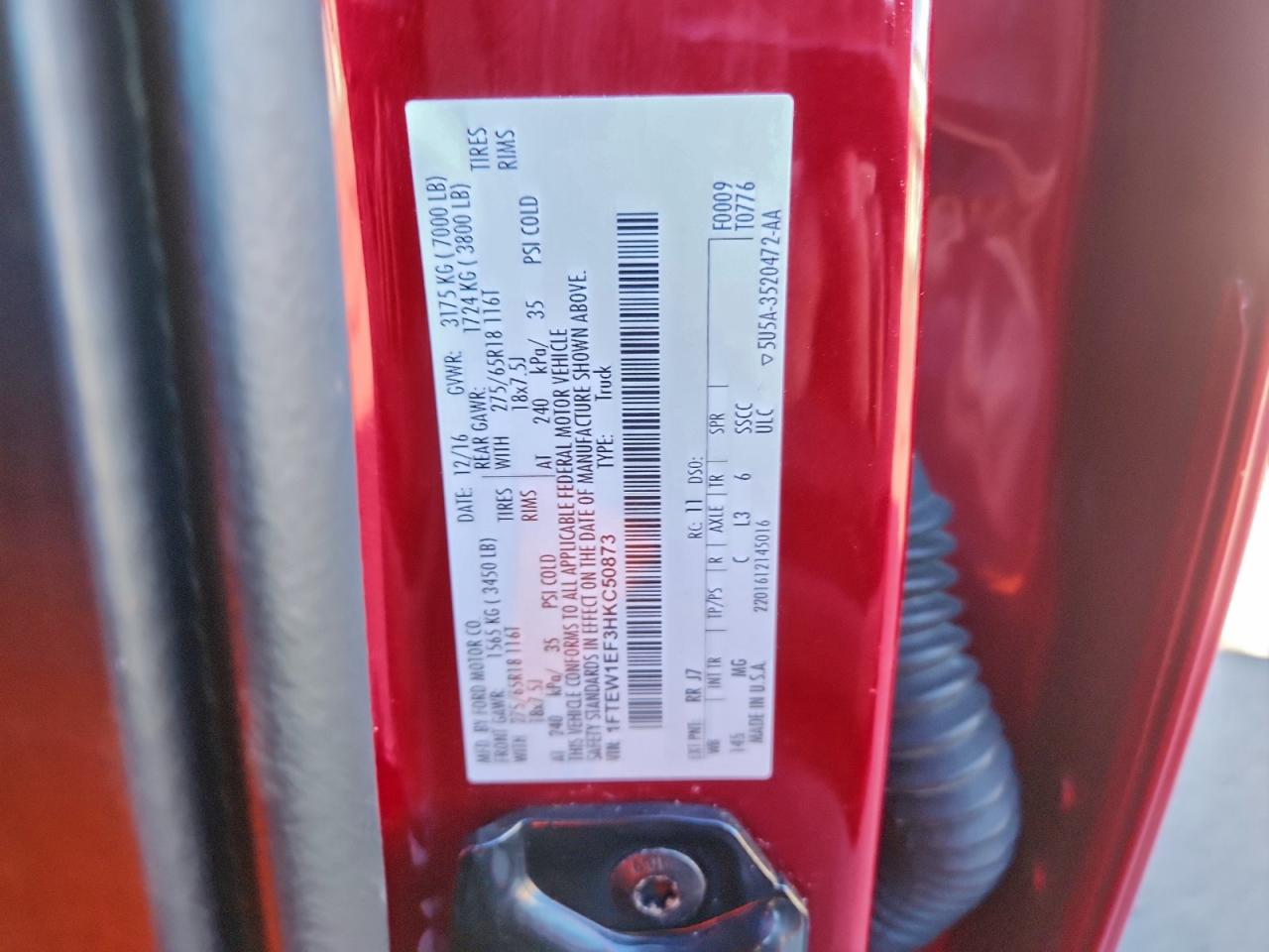 2017 FORD F150 SUPERCREW photo 12