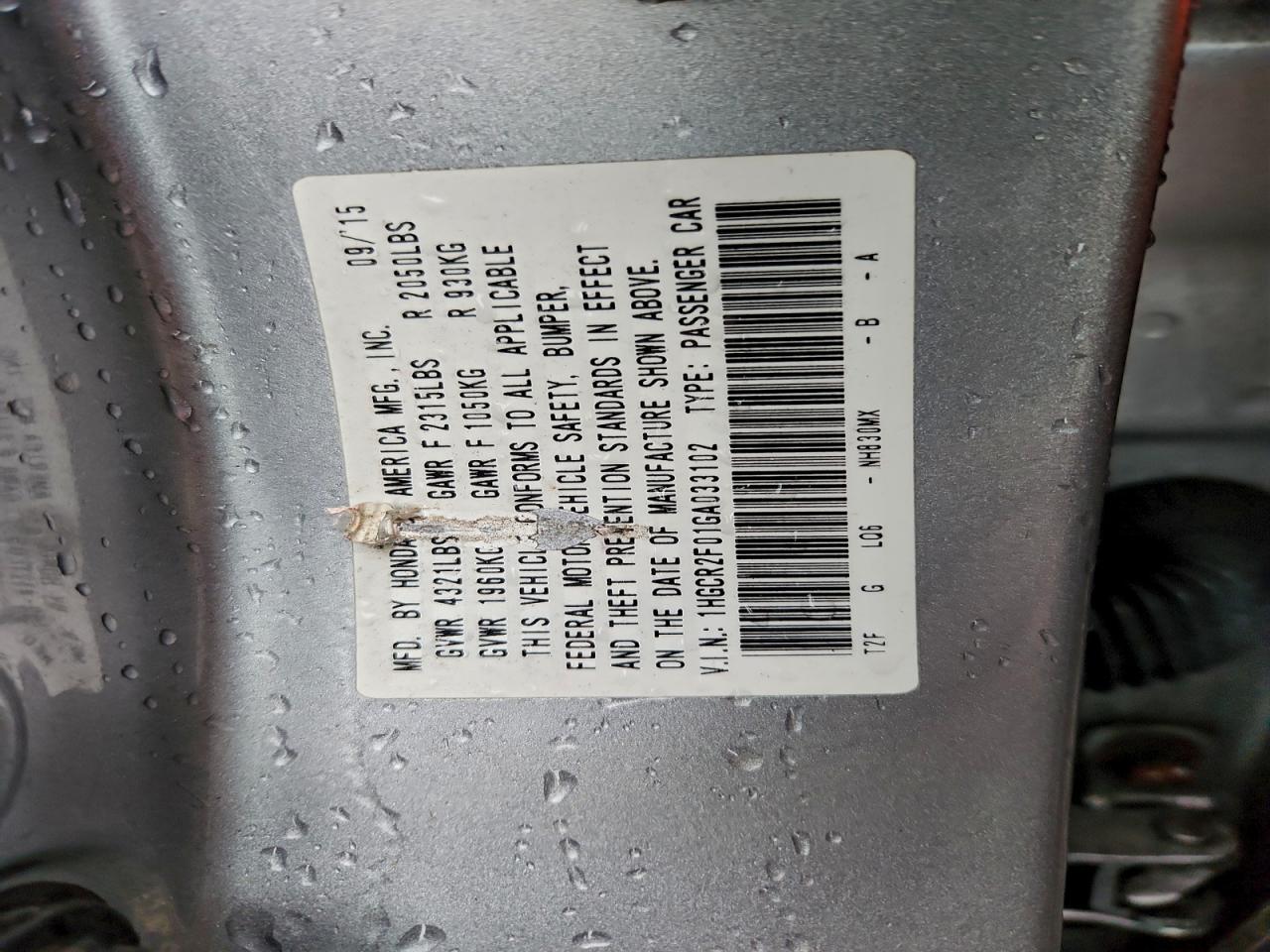 2016 HONDA ACCORD EX photo 23