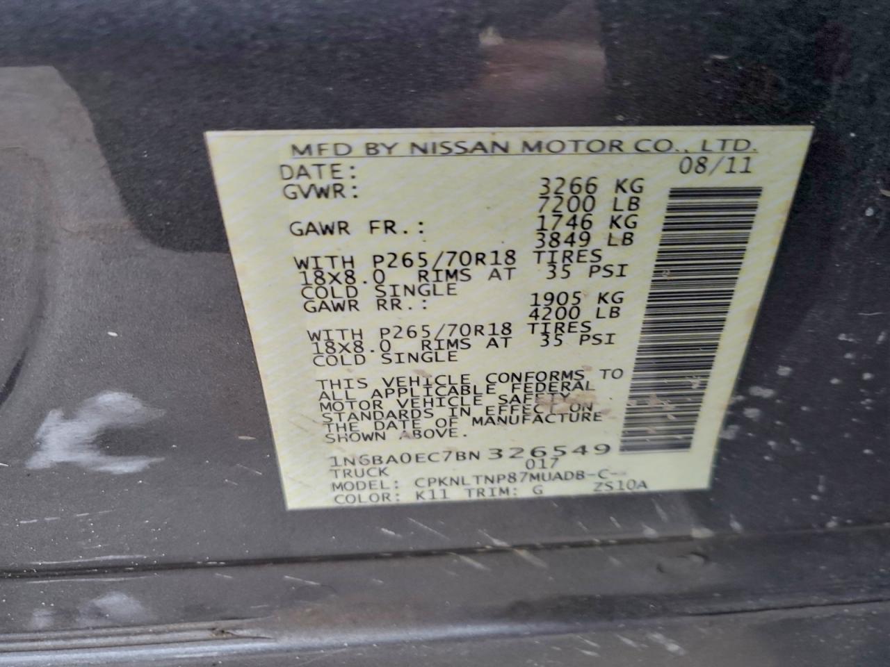 2011 NISSAN TITAN SV photo 12