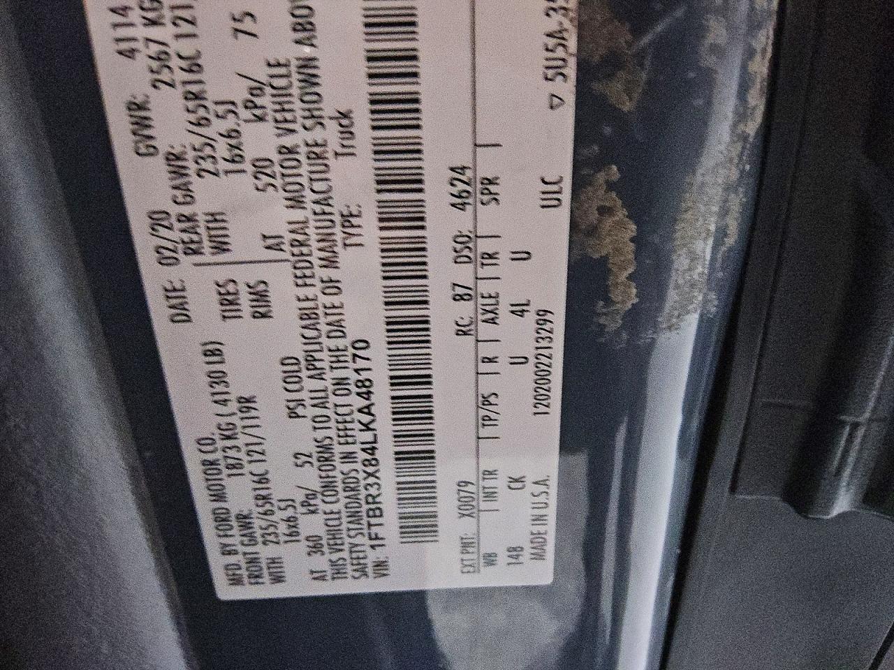 2020 FORD TRANSIT T-250 photo 13