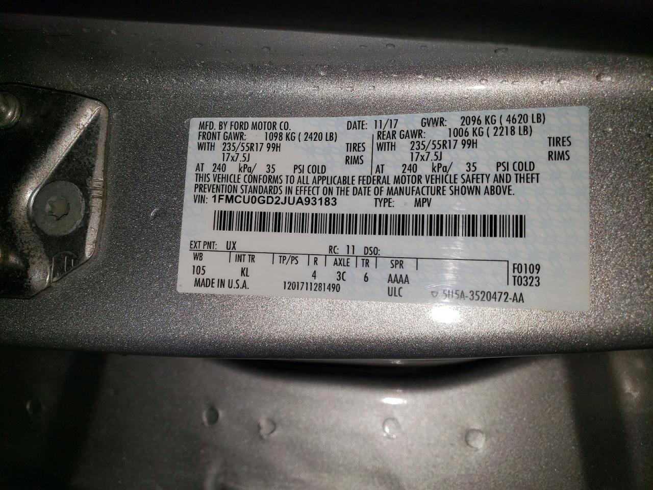 2018 FORD ESCAPE SE photo 13