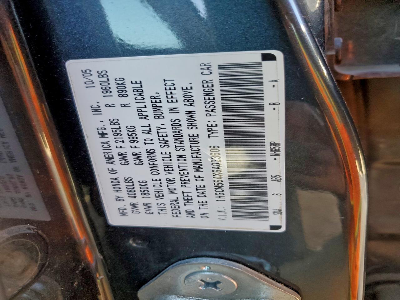 2006 HONDA ACCORD LX photo 34