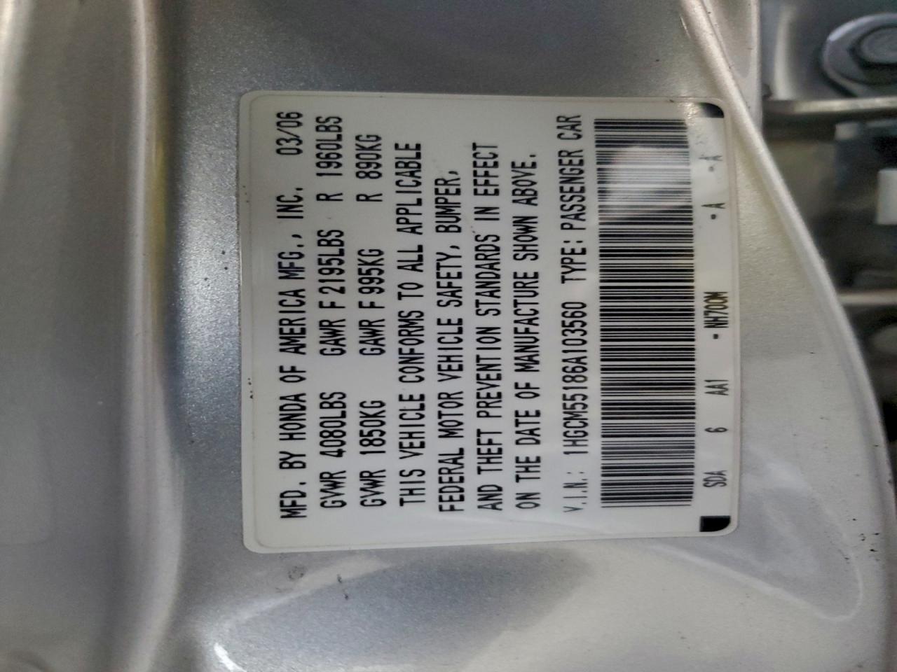 2006 HONDA ACCORD VALUE photo 34