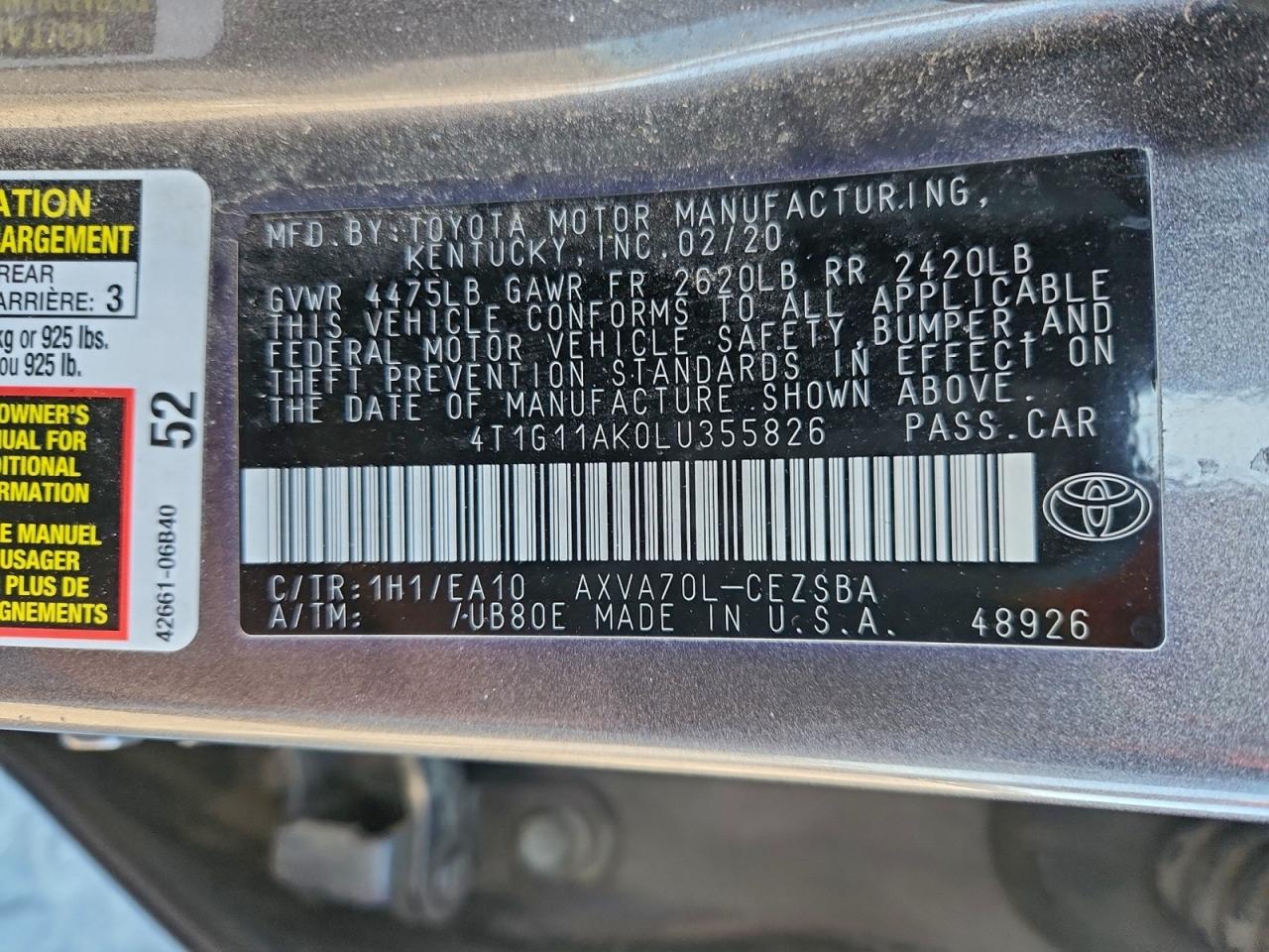 2020 TOYOTA CAMRY SE photo 34