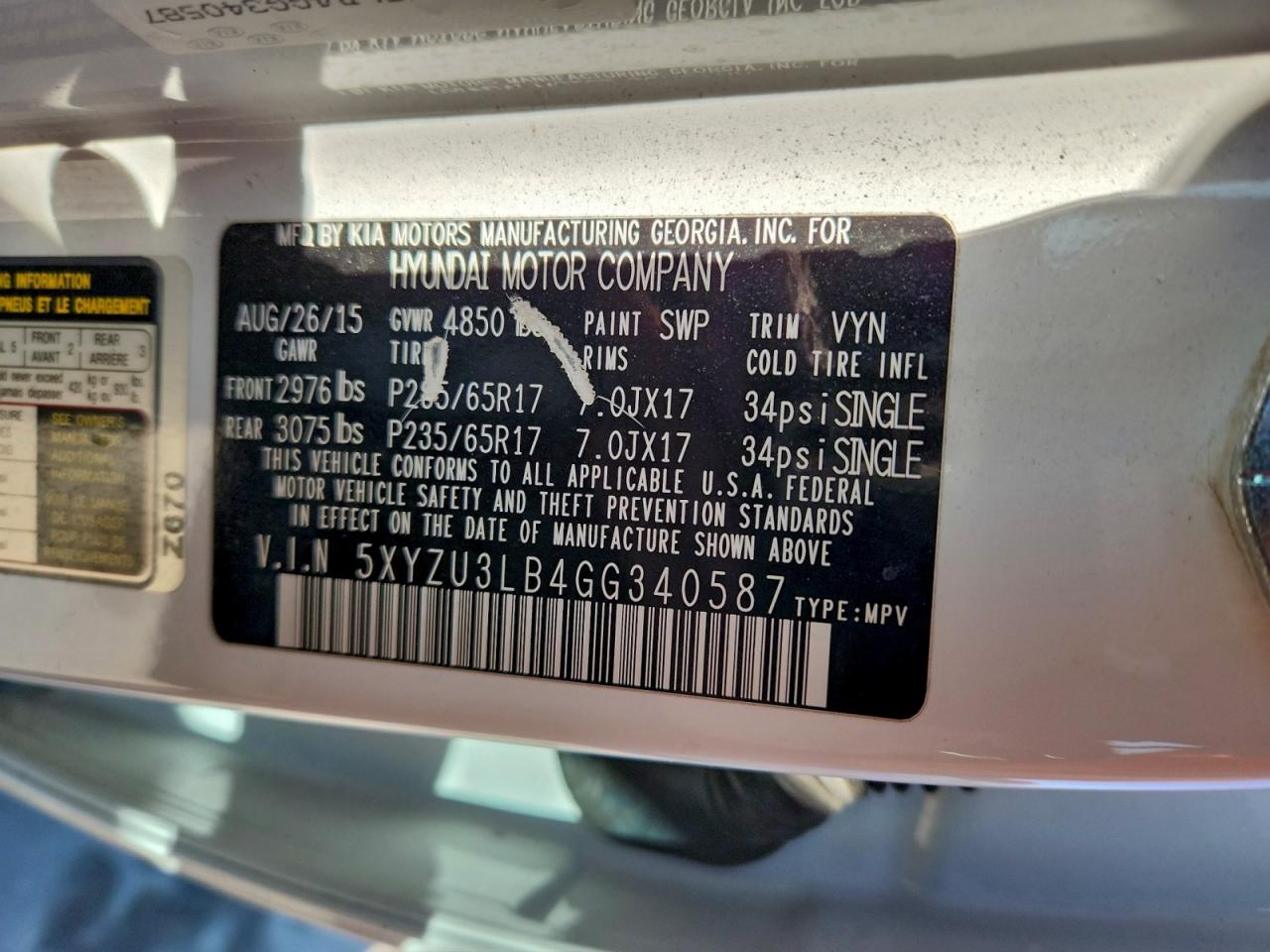 2016 HYUNDAI SANTA FE SPORT 2.4L photo 13