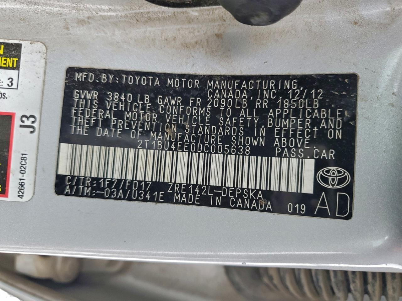 2013 TOYOTA COROLLA BASE photo 23