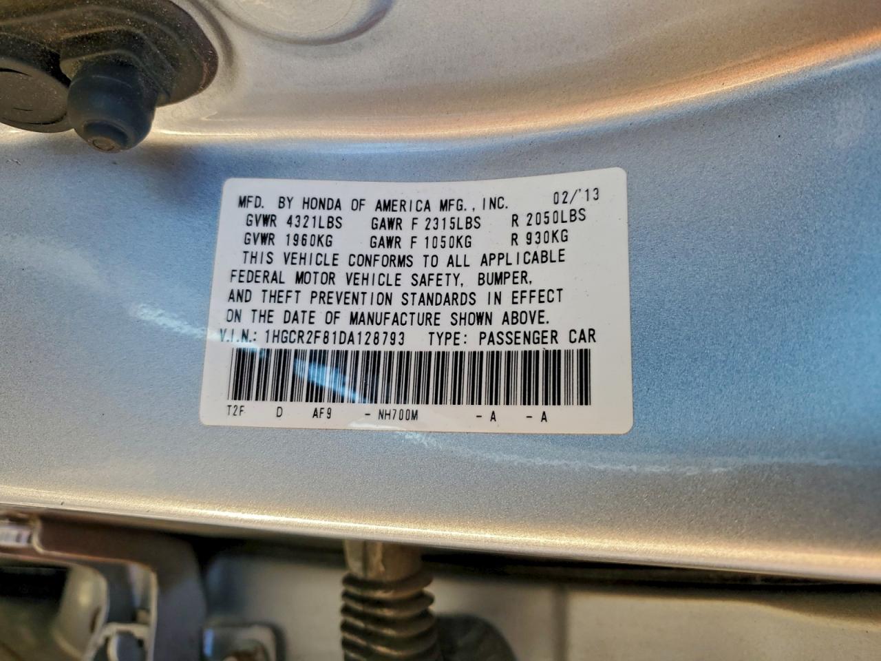 2013 HONDA ACCORD EXL photo 12
