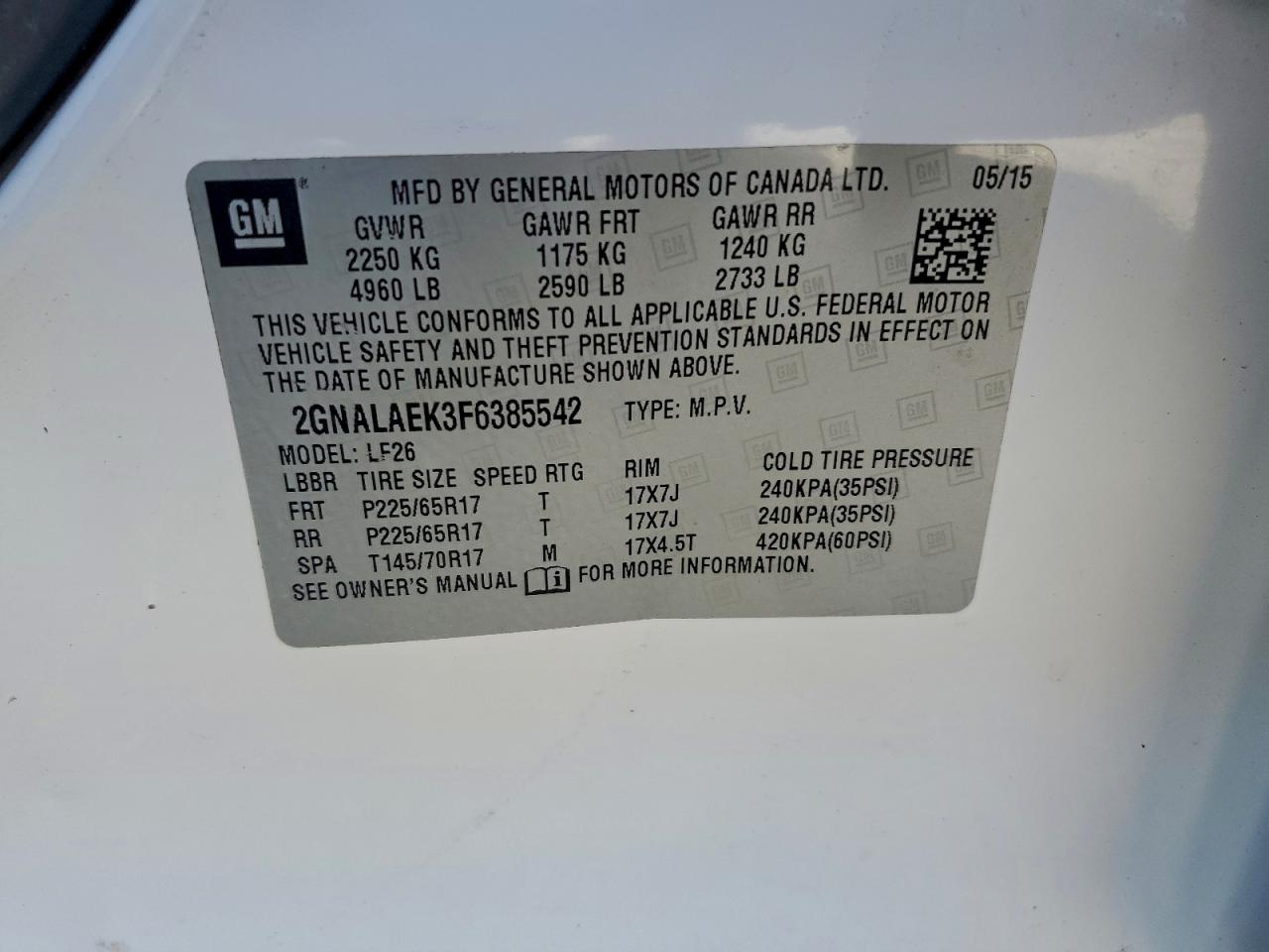 2015 CHEVROLET EQUINOX LS photo 37