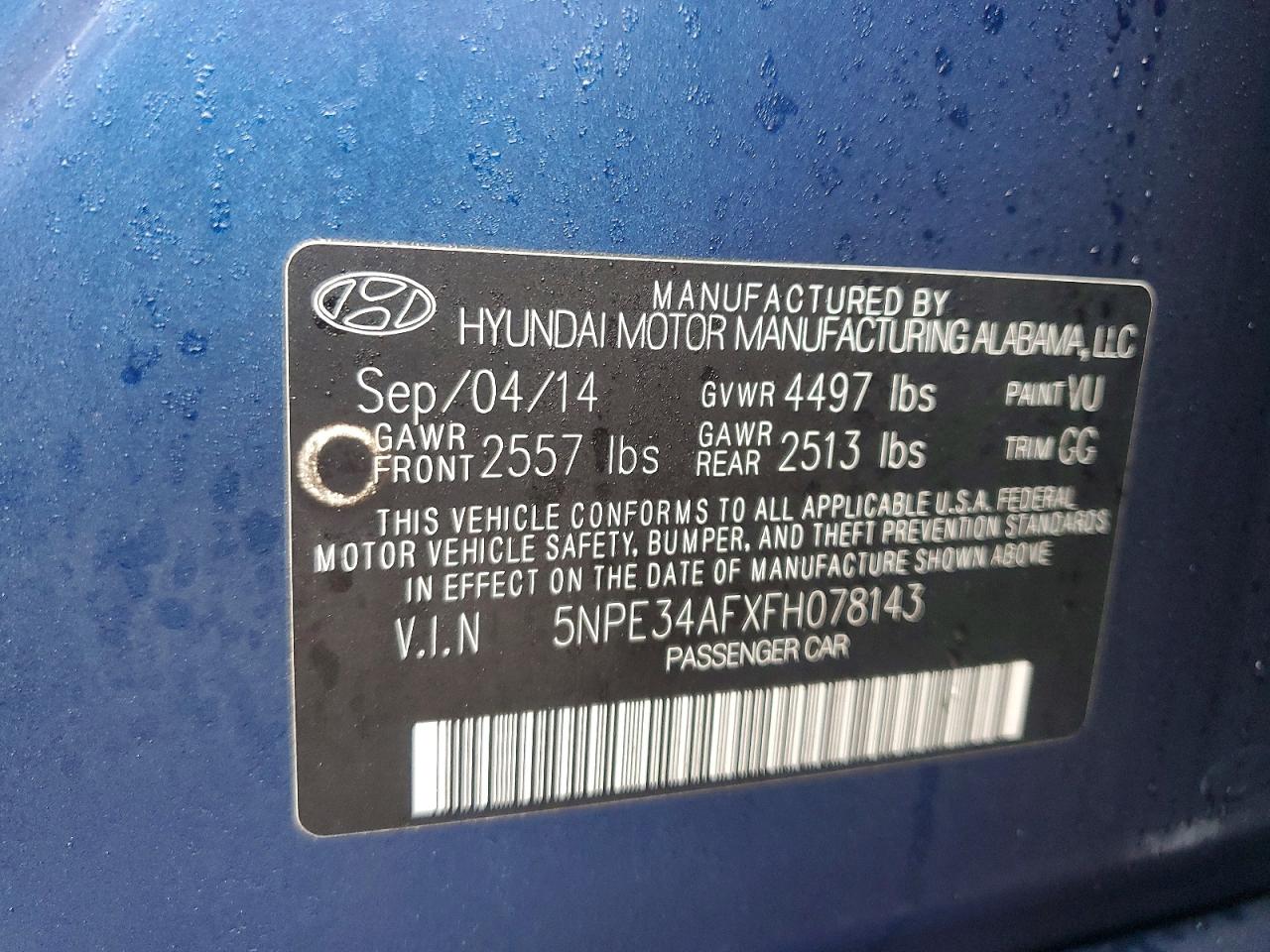 2015 HYUNDAI SONATA SPORT photo 12