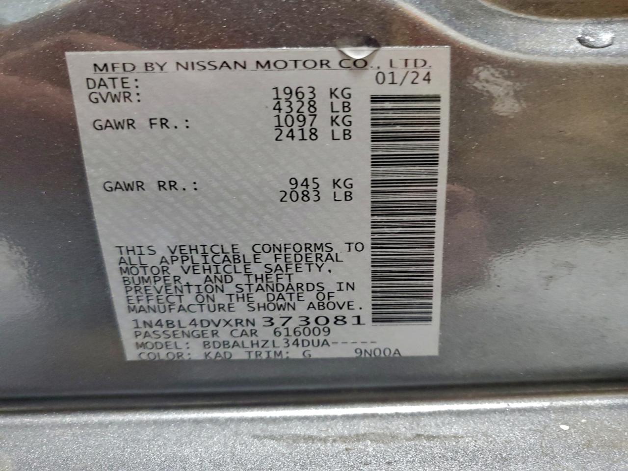 2024 NISSAN ALTIMA SV photo 13