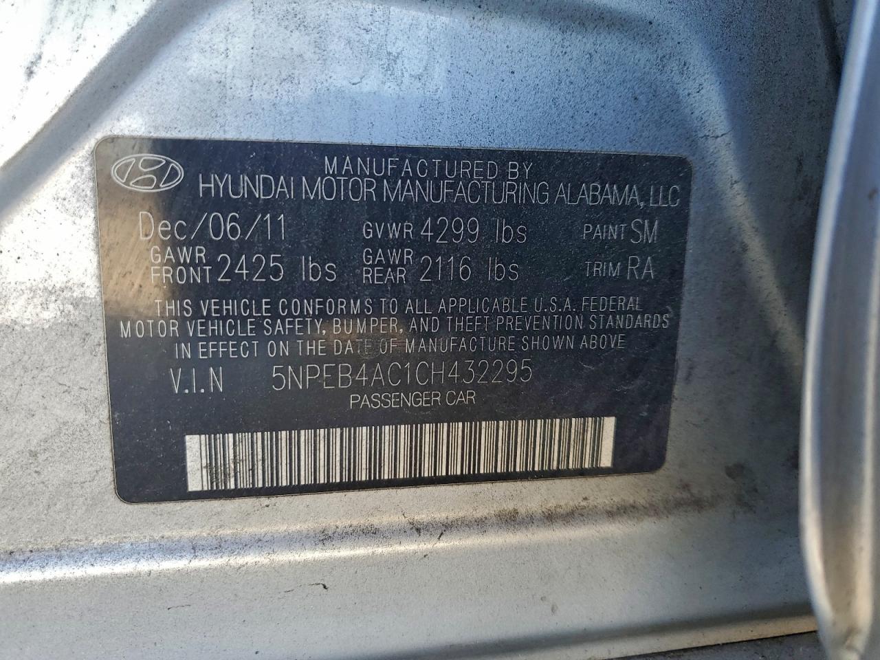 2012 HYUNDAI SONATA GLS photo 34