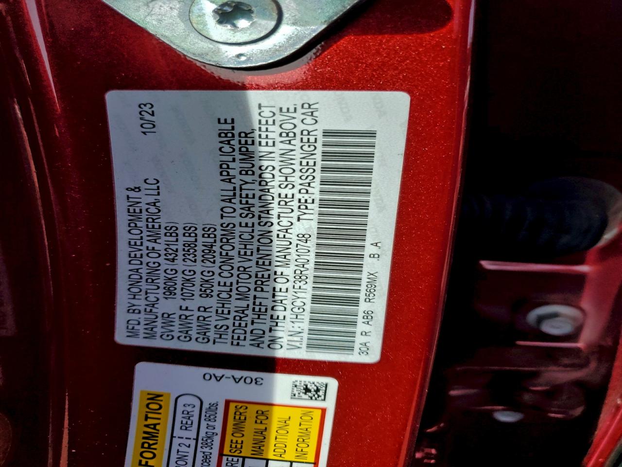 2024 HONDA ACCORD EX photo 12