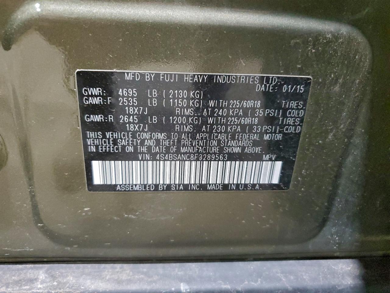 2015 SUBARU OUTBACK 2.5I LIMITED photo 25