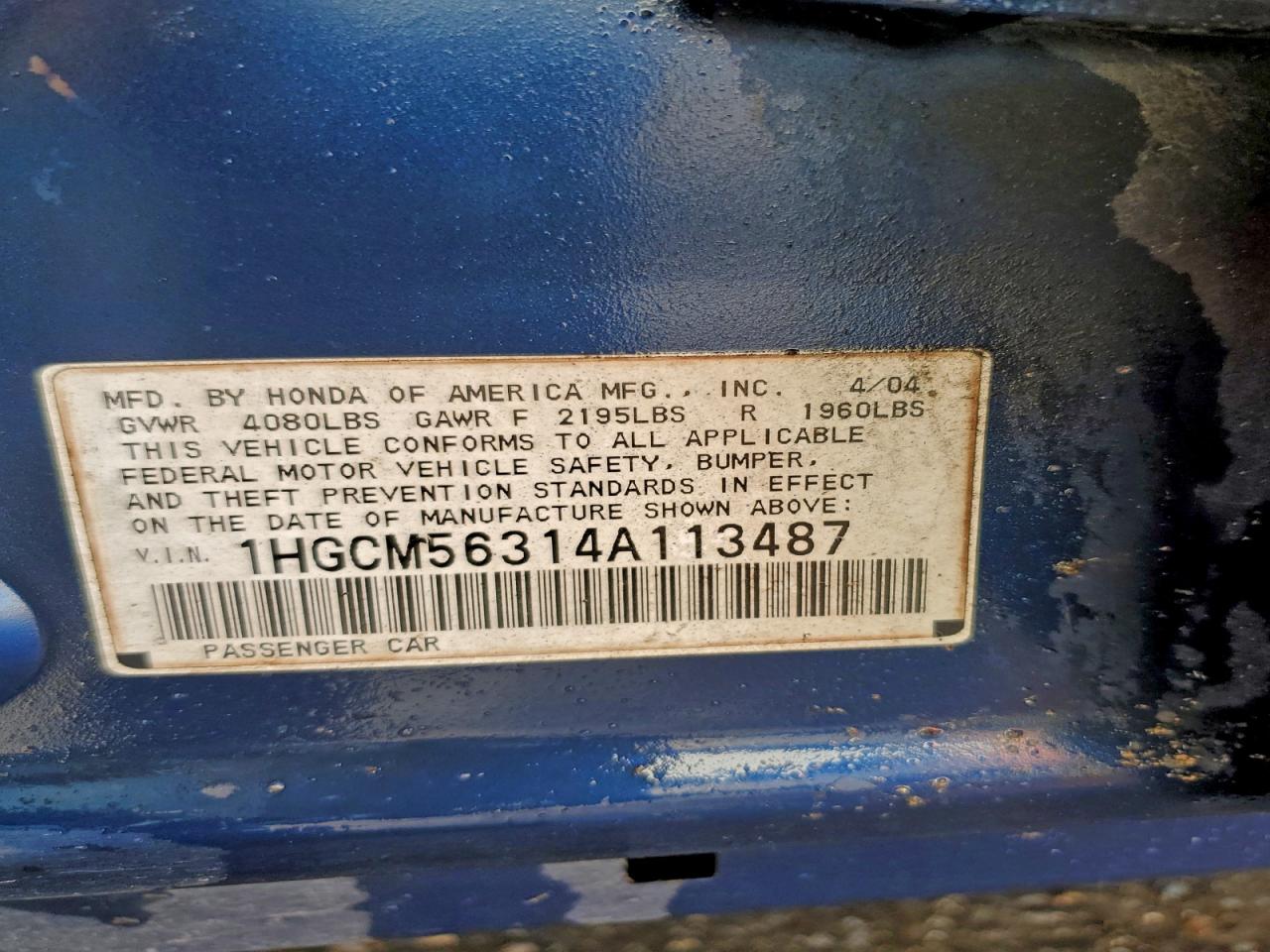 2004 HONDA ACCORD LX photo 34