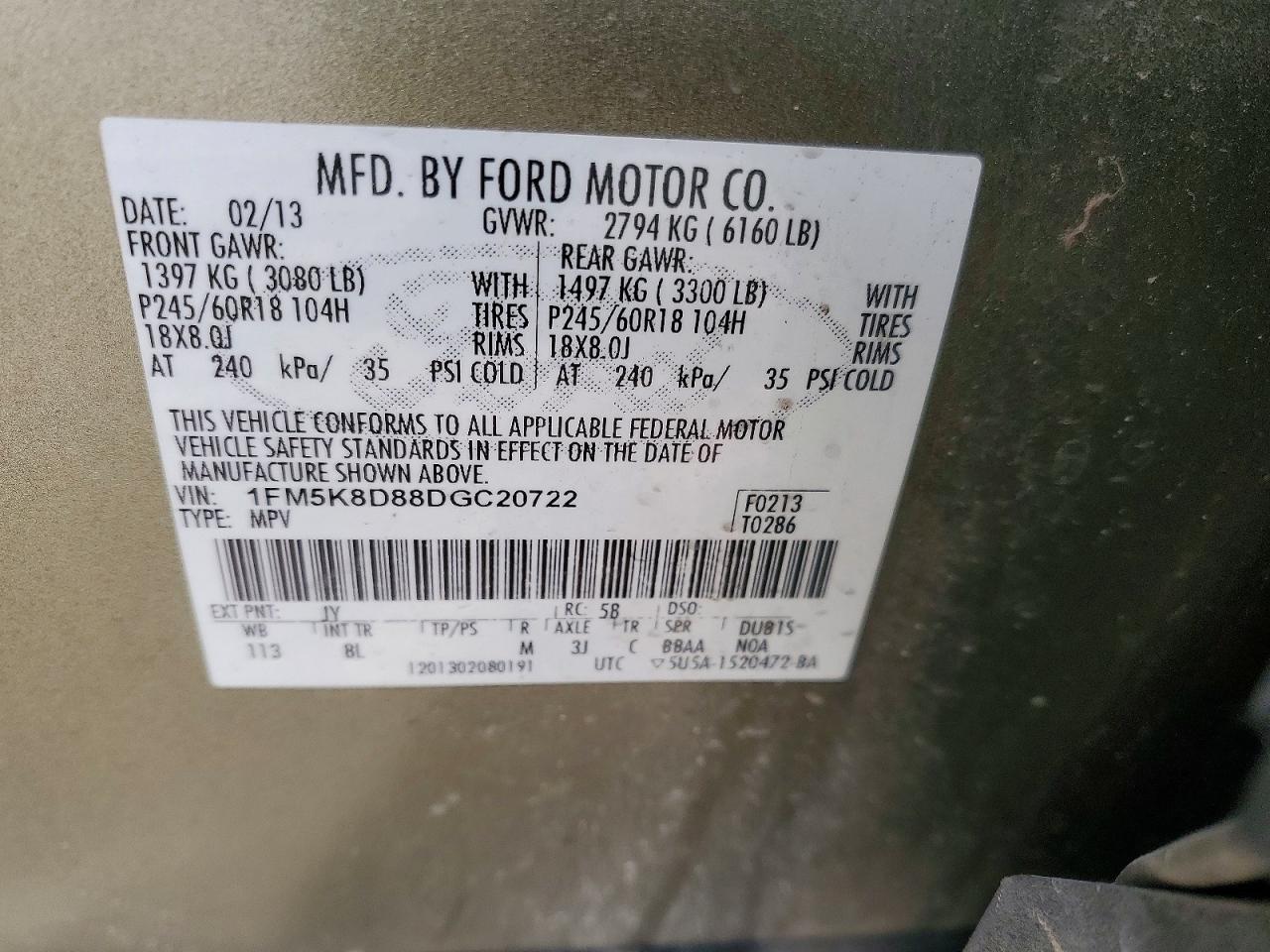 2013 FORD EXPLORER XLT photo 14