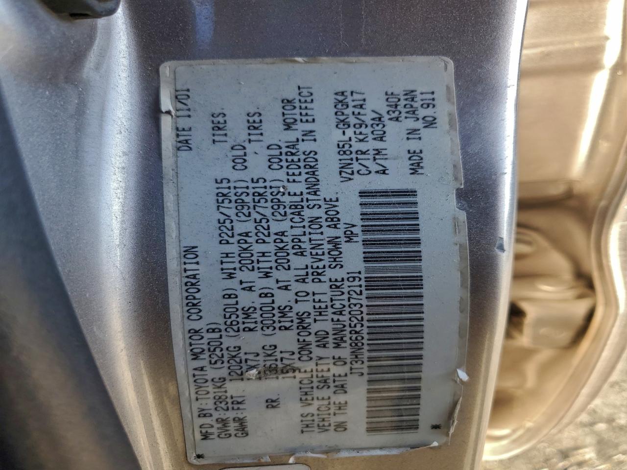 2002 TOYOTA 4RUNNER SR5 photo 25