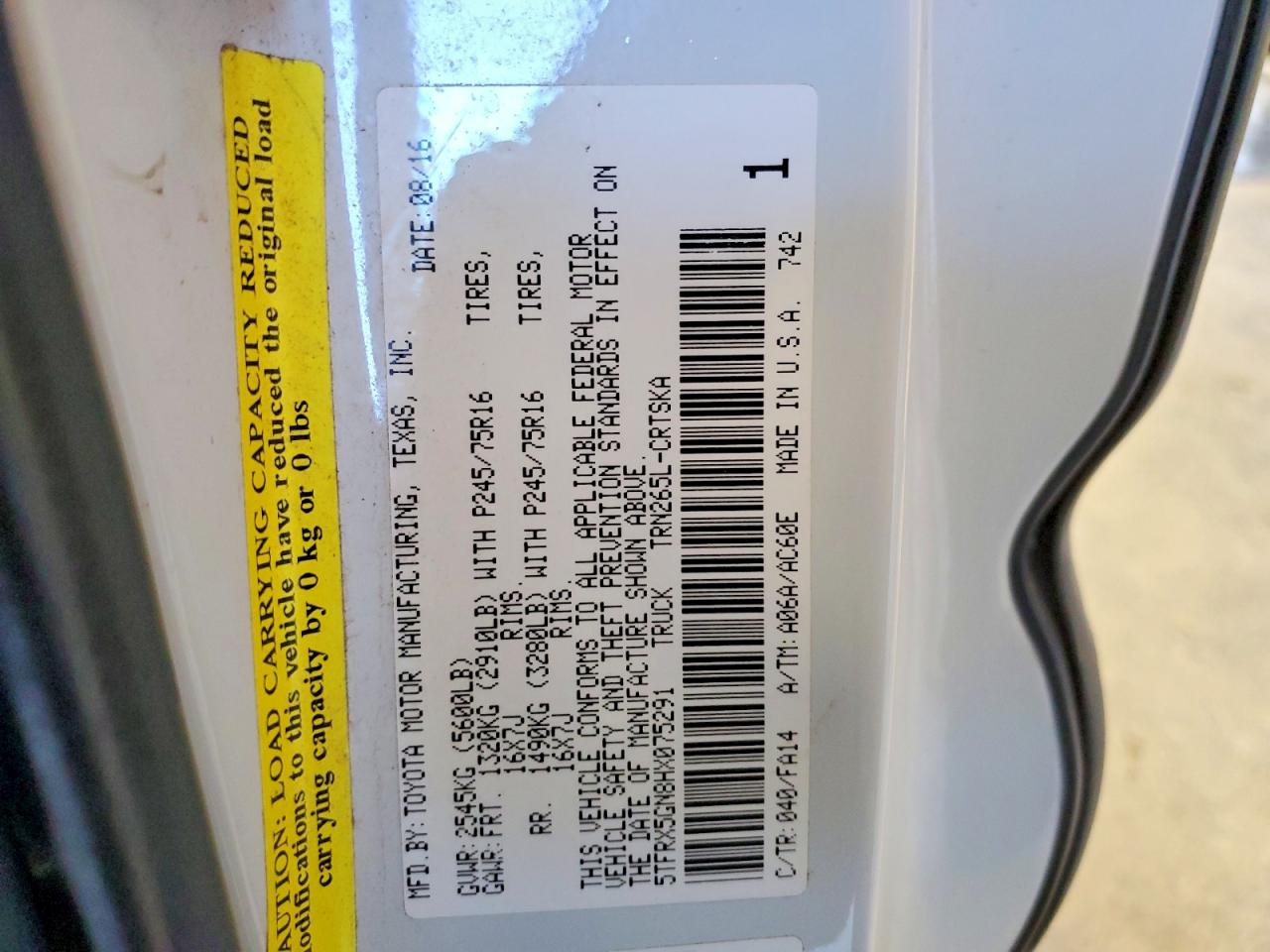 2017 TOYOTA TACOMA ACCESS CAB photo 12