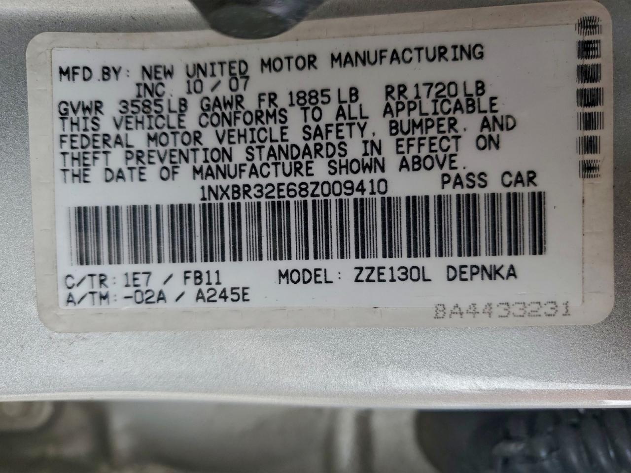 2008 TOYOTA COROLLA LE photo 25
