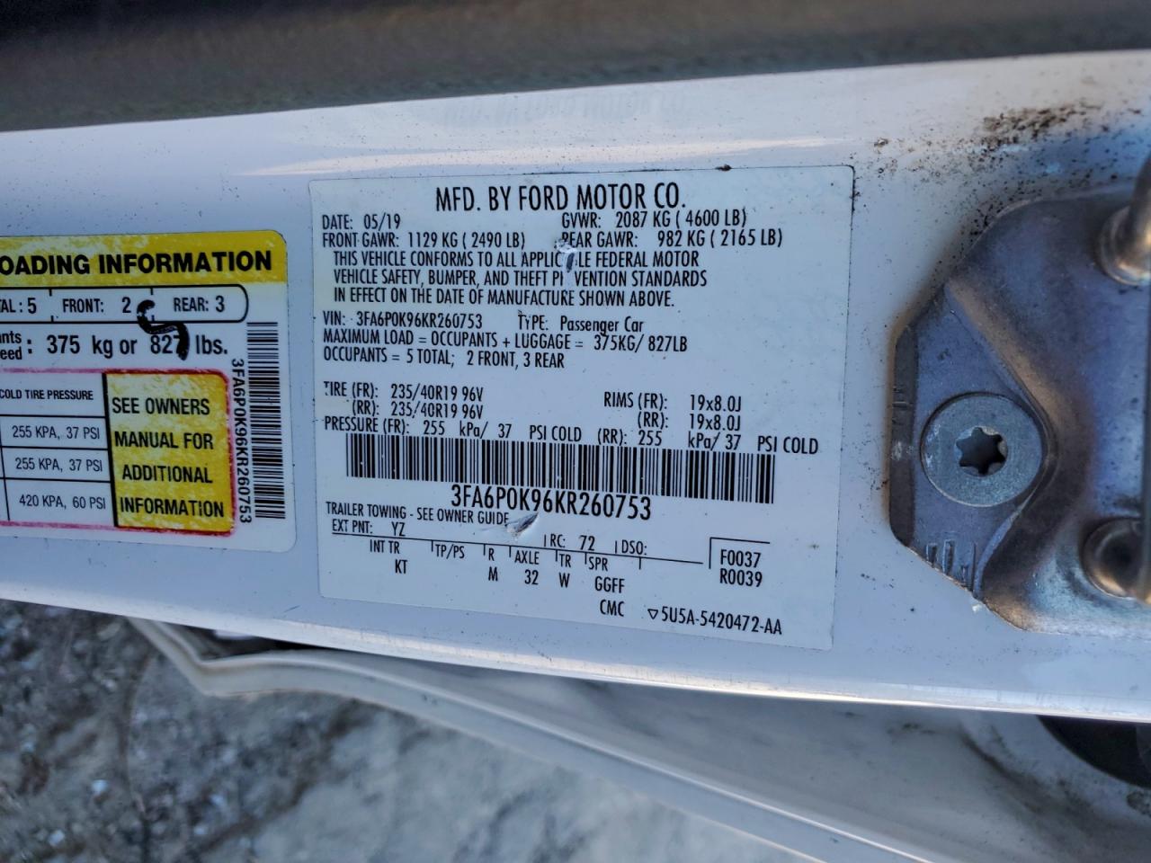 2019 FORD FUSION TITANIUM photo 37