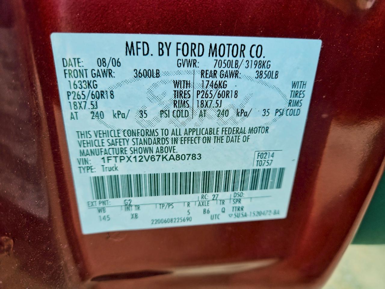 2007 FORD F150 photo 12