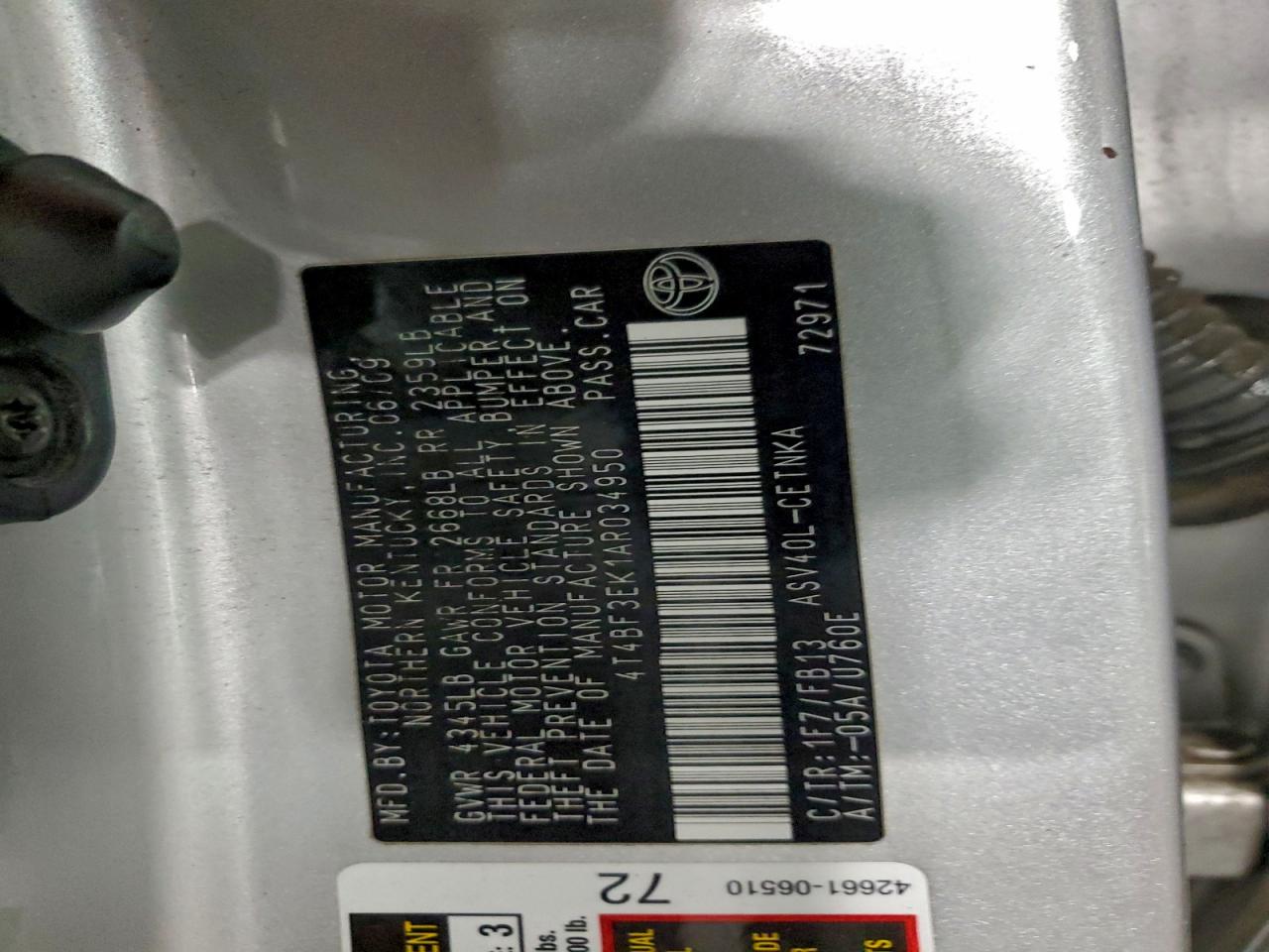 2010 TOYOTA CAMRY BASE photo 23