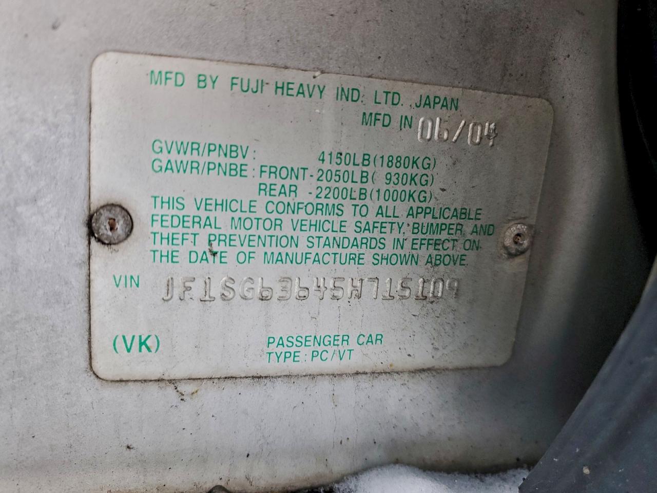 2005 SUBARU FORESTER 2.5X photo 23