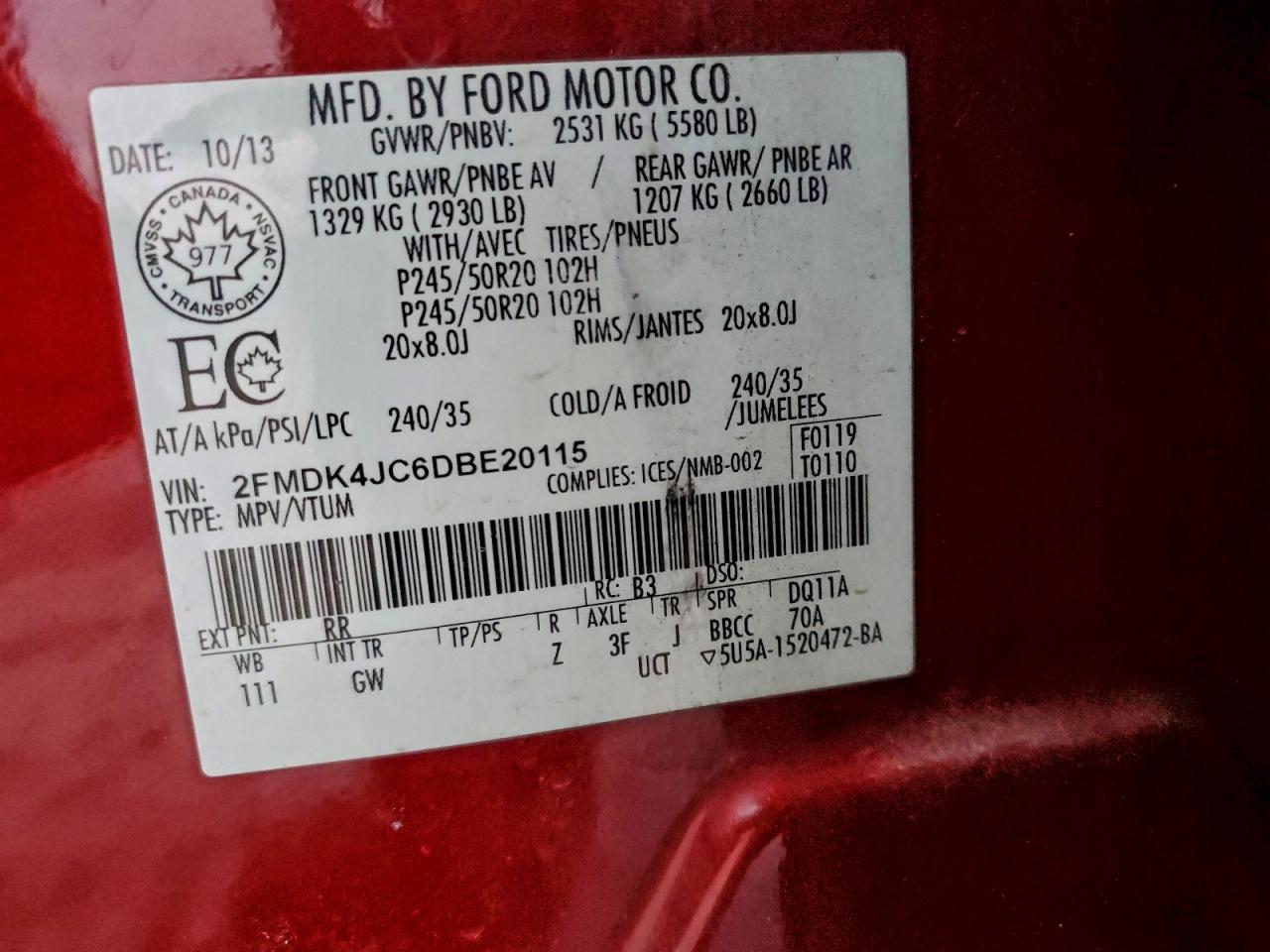 2013 FORD EDGE SEL photo 27