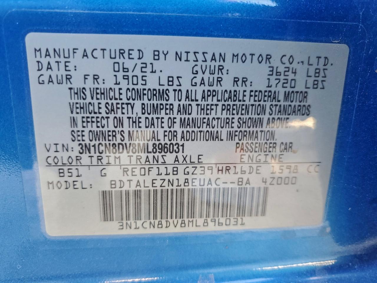 2021 NISSAN VERSA S photo 23