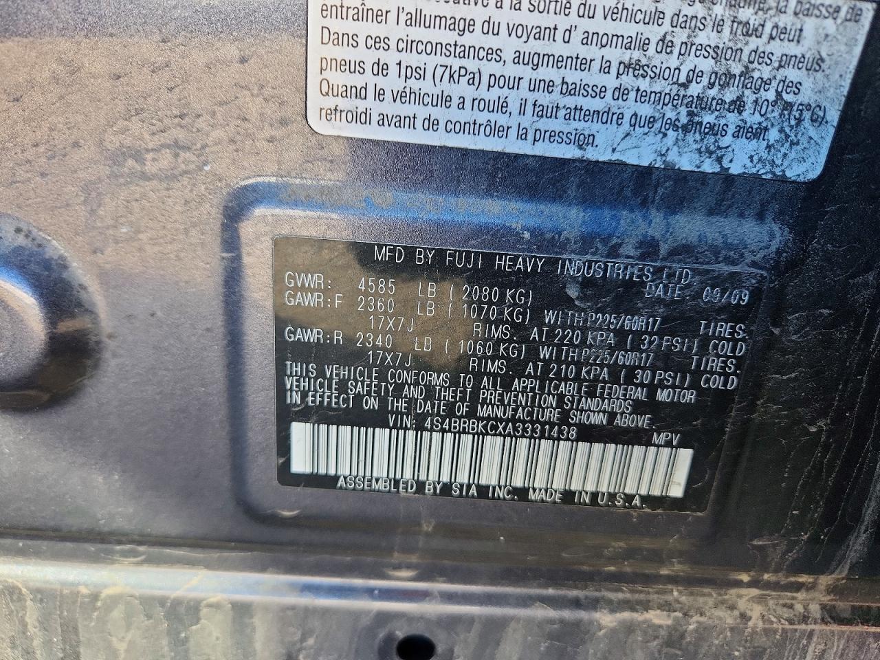 2010 SUBARU OUTBACK 2.5I LIMITED photo 34