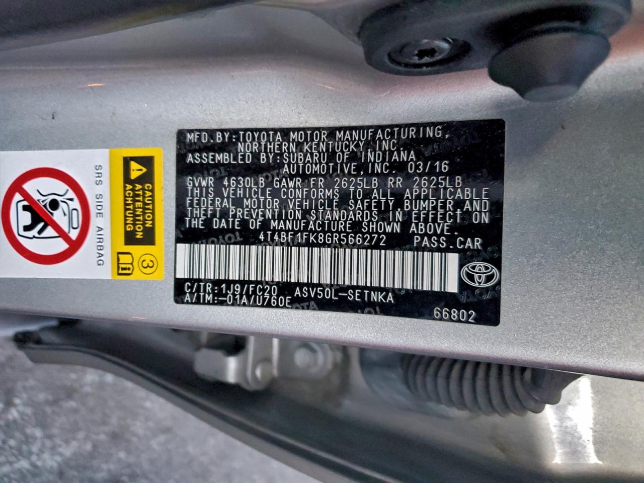 2016 TOYOTA CAMRY LE photo 12