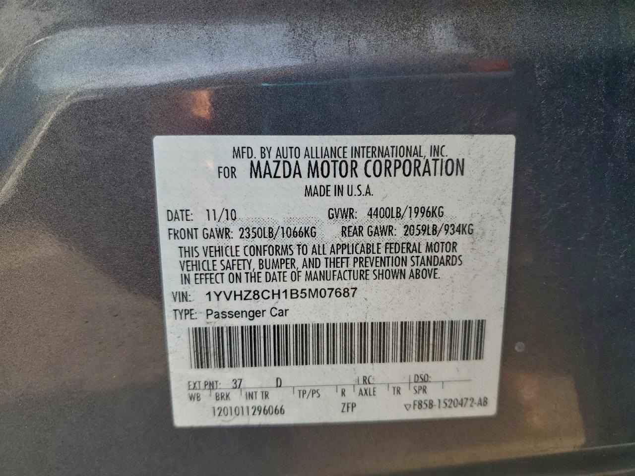 2011 MAZDA 6 I photo 12