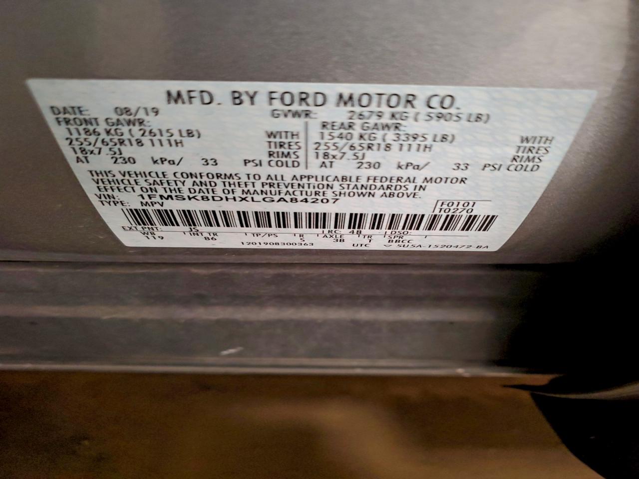 2020 FORD EXPLORER XLT photo 13