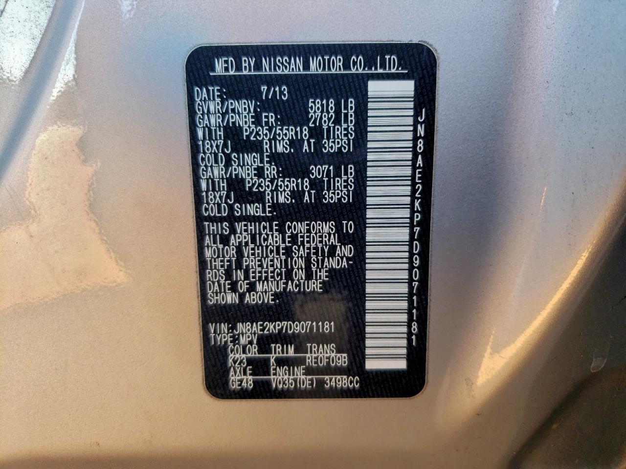 2013 NISSAN QUEST S photo 13