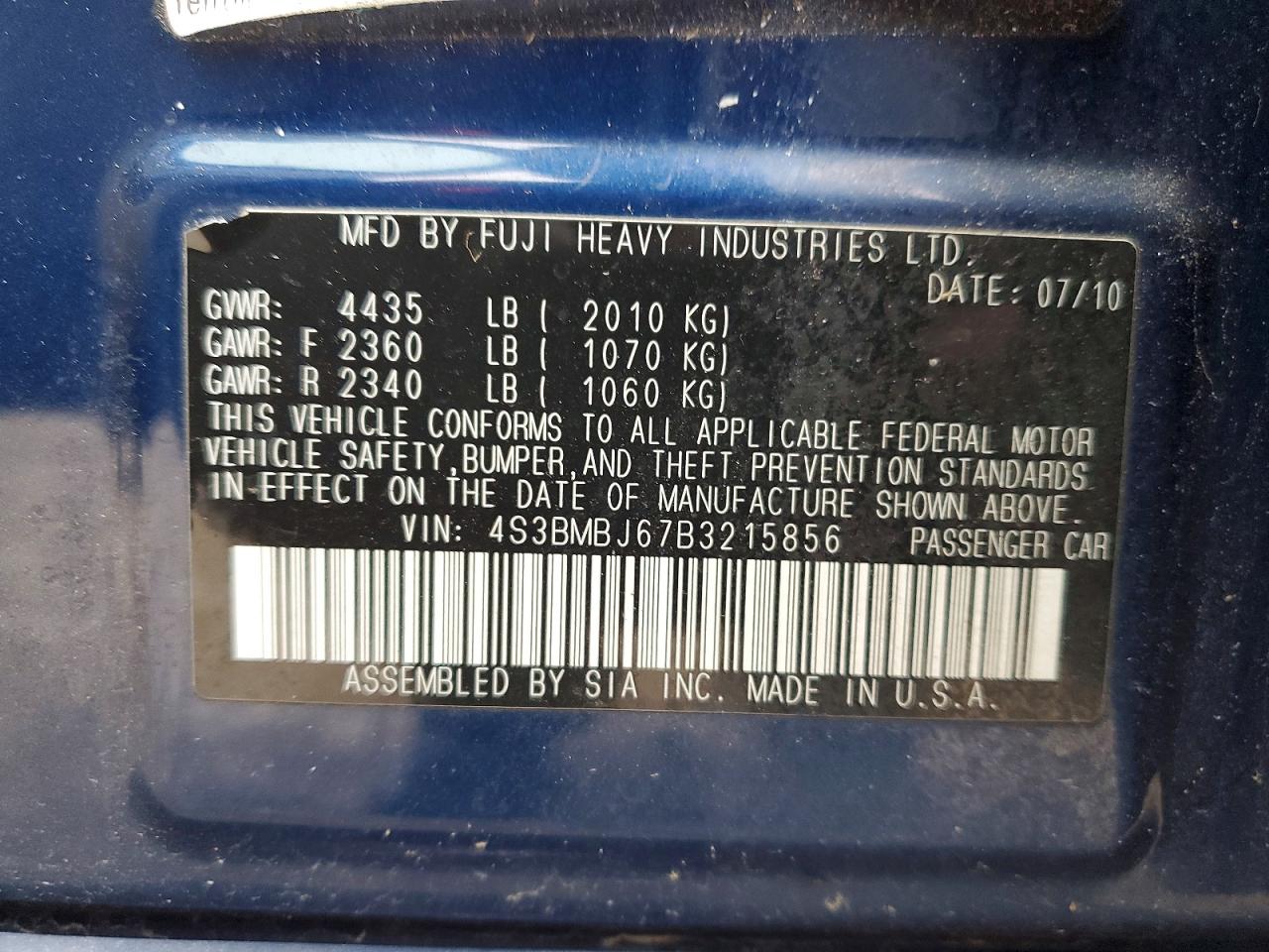 2011 SUBARU LEGACY 2.5I LIMITED photo 12