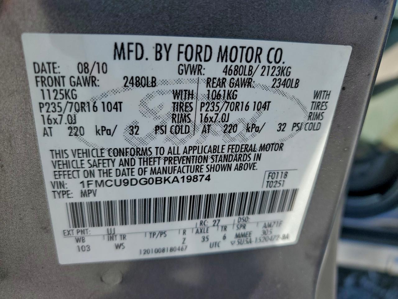 2011 FORD ESCAPE XLT photo 25