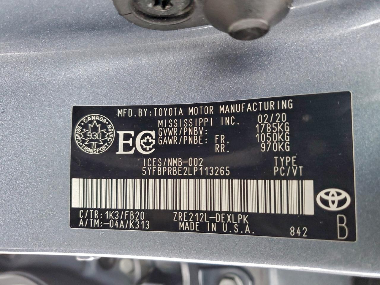 2020 TOYOTA COROLLA LE photo 23