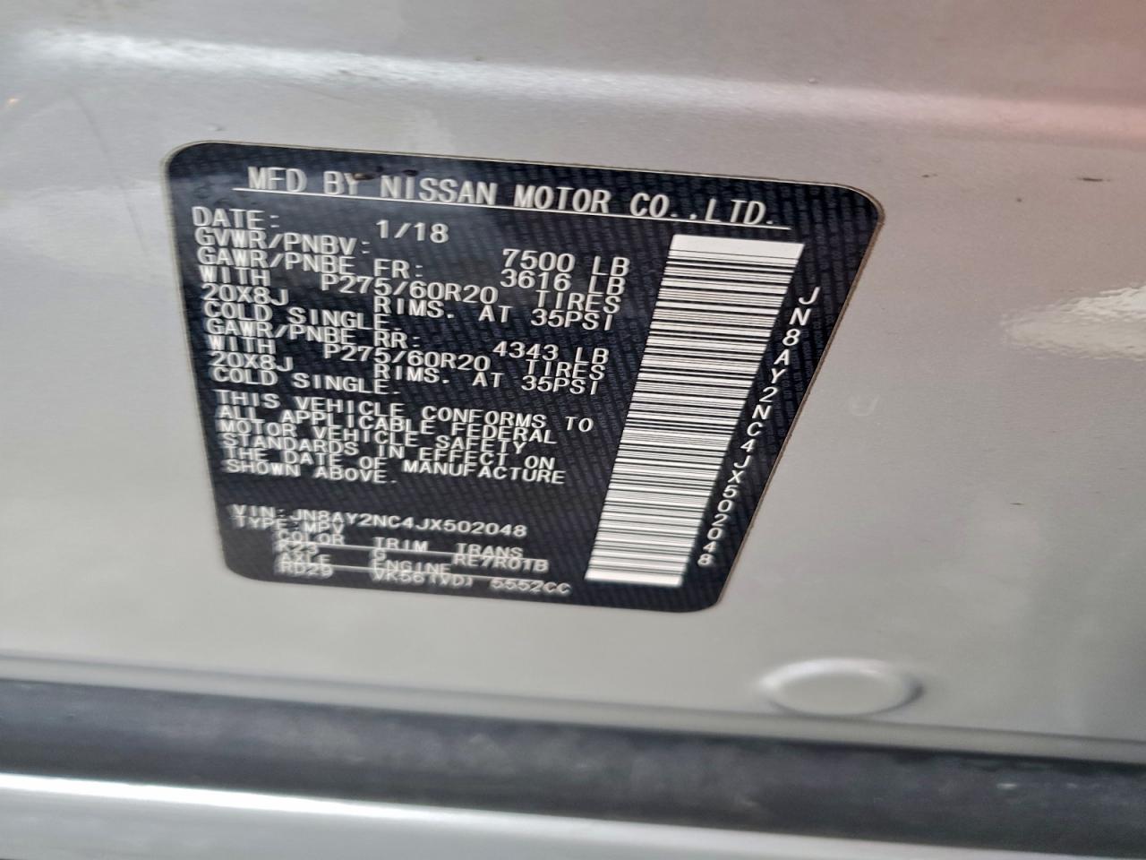 2018 NISSAN ARMADA SV photo 13