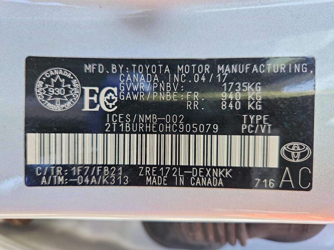 2017 TOYOTA COROLLA L photo 23