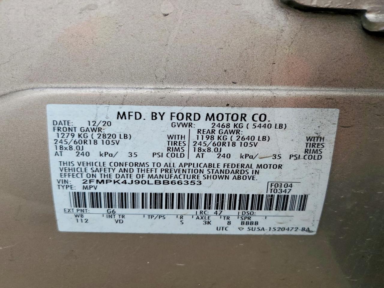 2020 FORD EDGE SEL photo 27