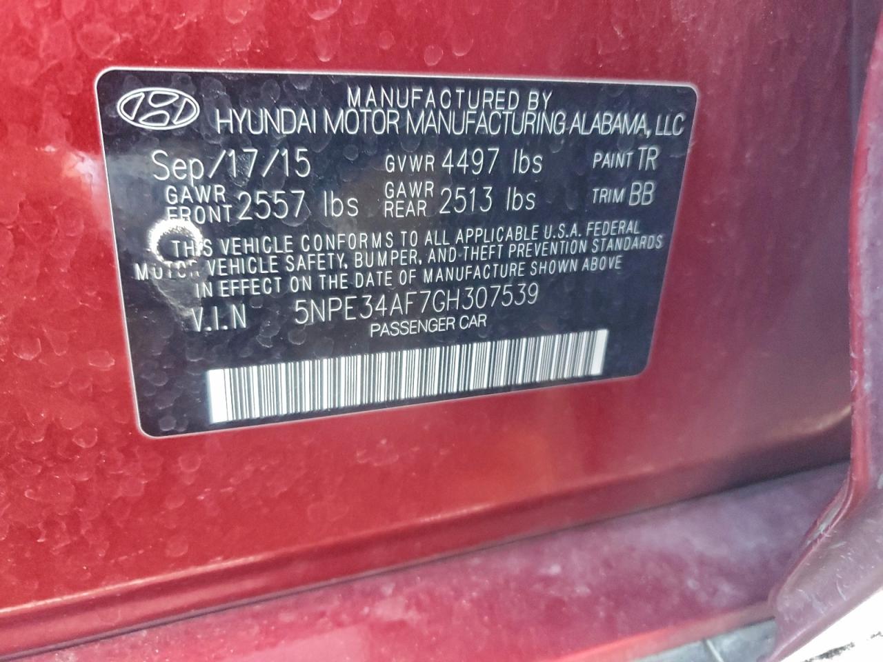2016 HYUNDAI SONATA SPORT photo 13