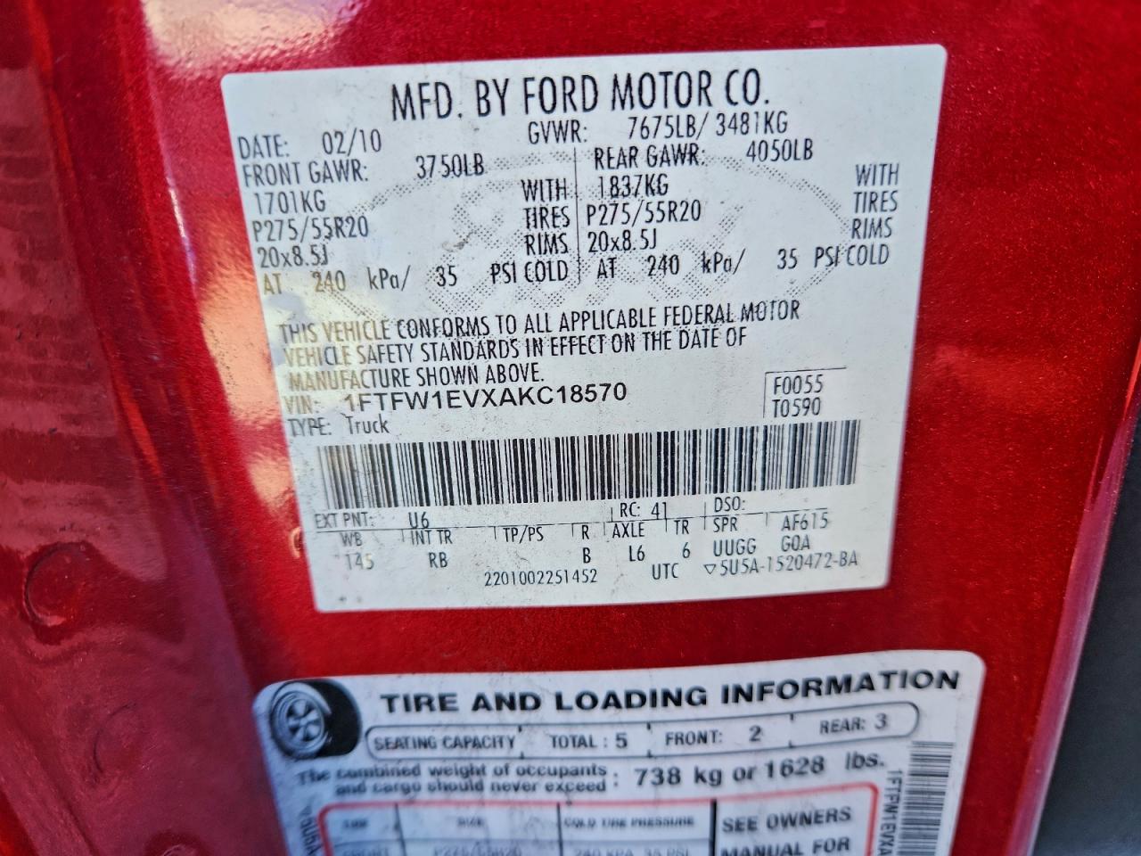 2010 FORD F150 SUPERCREW photo 12