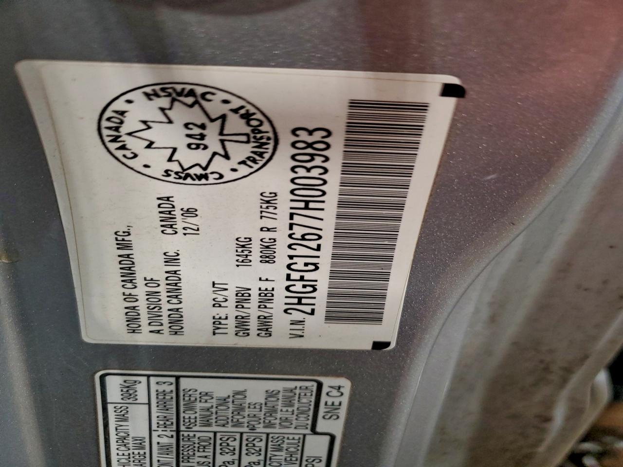 2007 HONDA CIVIC LX photo 13
