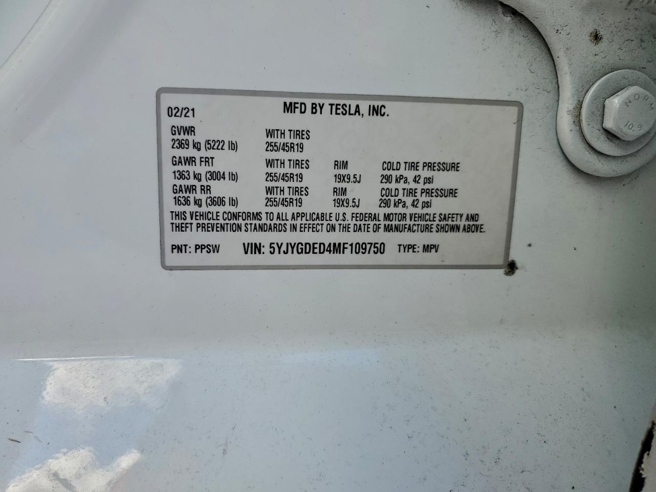 2021 TESLA MODEL Y photo 12