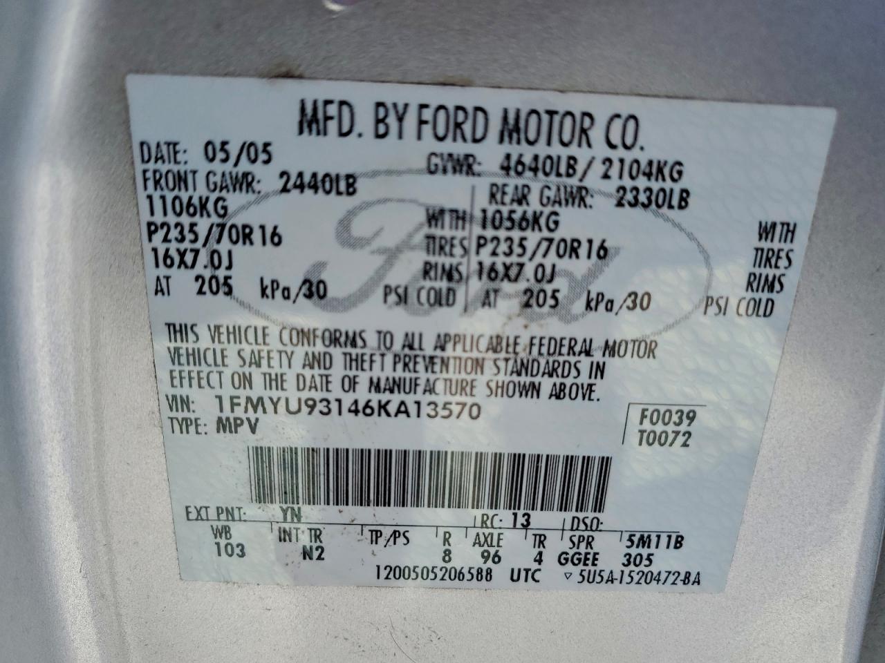 2006 FORD ESCAPE XLT photo 14