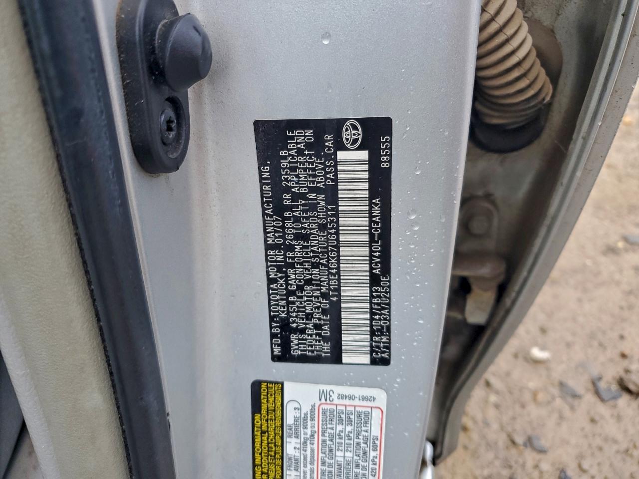 2007 TOYOTA CAMRY CE photo 12
